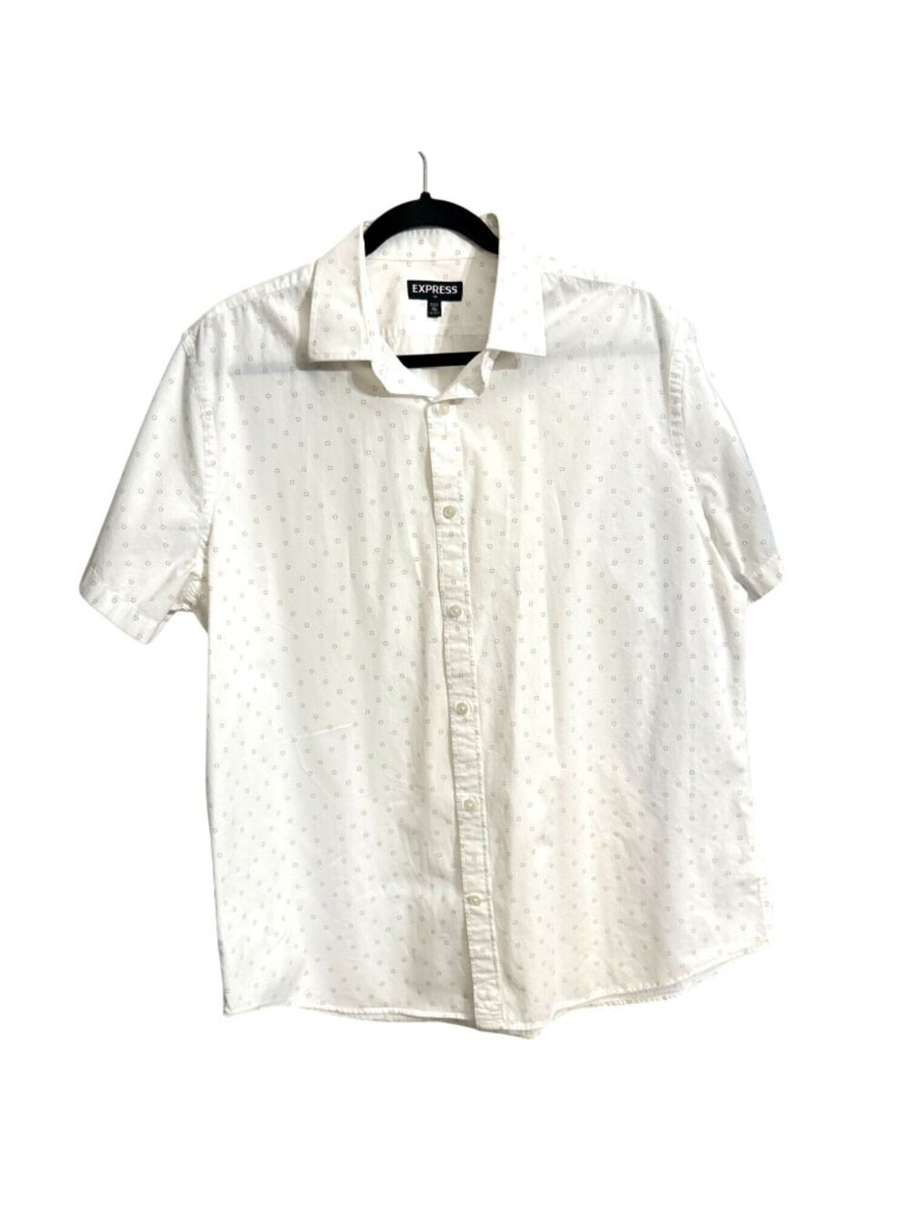 Express Mens White Short Sleeve Button-Up Shirt XL 100% Cotton